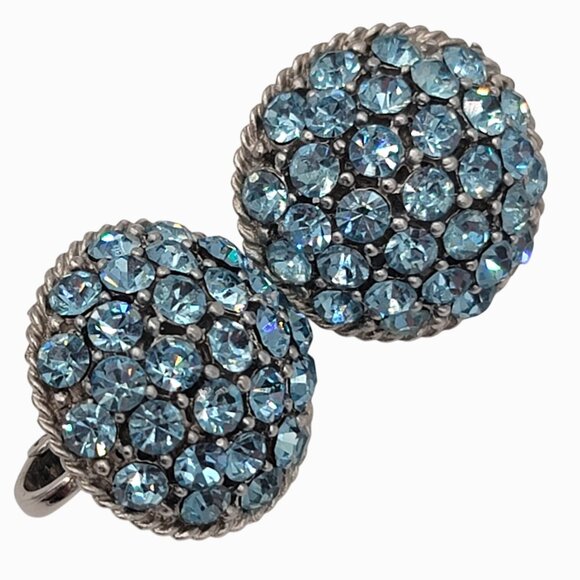 Crown Trifari Vintage Cavalcade Blue Rhinestone Silver Set - Picture 5 of 11